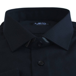 Πουκάμισο Αμπιγιέ μονόχρωμο γαλλικής ραφής & ελληνικής κατασκευής της Leo Collection - Black