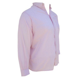 Πουκάμισο ριγέ μακρυμάνικο με τσέπη - Λευκό/Ροζ