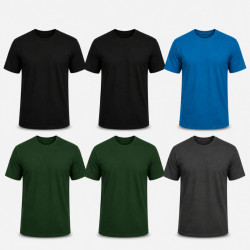 6Pack T-shirt Προσφορά 3+3 - 2Black,2Forest Green,Charcoal,Blue sax