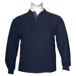 Βαμβακερή Polo wool feel με κέντημα στο στήθος by Leo collection - NAVY BLUE