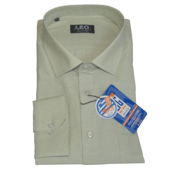 Πουκάμισο Fil-a-Fil μονόχρωμο γαλλικής ραφής & ελληνικής κατασκευής της Leo Collection - Pistachio