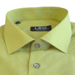 Πουκάμισο Fil-a-Fil μονόχρωμο γαλλικής ραφής & ελληνικής κατασκευής της Leo Collection - Caper Green