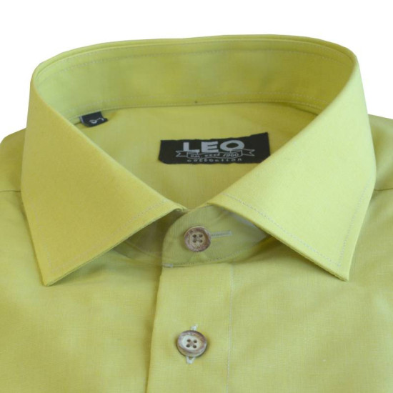 Πουκάμισο Fil-a-Fil μονόχρωμο γαλλικής ραφής & ελληνικής κατασκευής της Leo Collection - Caper Green