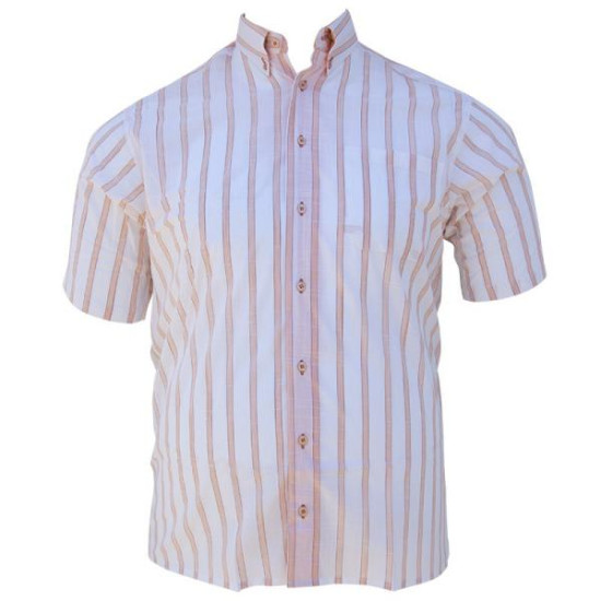 Πουκάμισο λινό με κοντό μανίκι - ΛΕΥΚΟ/ΠΟΡΤΟΚΑΛΙ