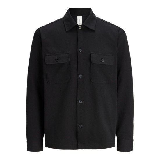 Ελαστική πουκαμίσα William Sweat Overshirt,της Jack&Jones - Black Ελαστική πουκαμίσα William Sweat Overshirt,της Jack&Jones - Black
