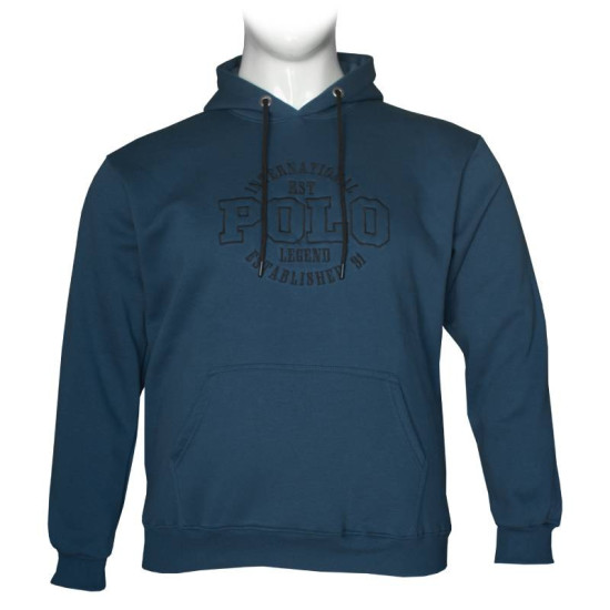 Hoodie φούτερ τρίκλωνη με κέντημα της Leo Collection - Indigo blue