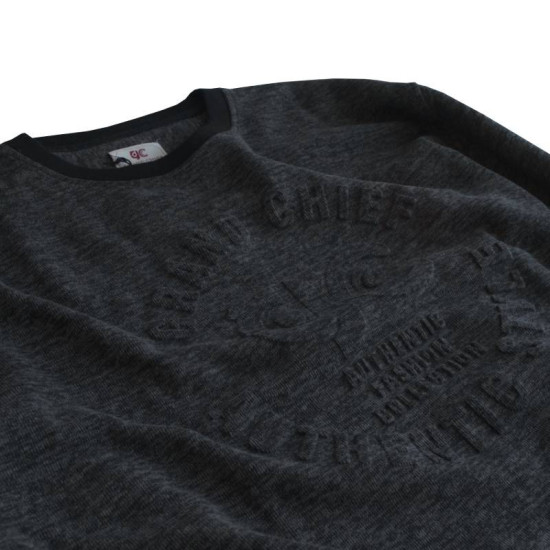 Μακρυμάνικη Μπλούζα Wool Feel με Flock 3D στάμπα της Leo Collection - Black Μακρυμάνικη Μπλούζα Wool Feel με Flock 3D στάμπα της Leo Collection - Black