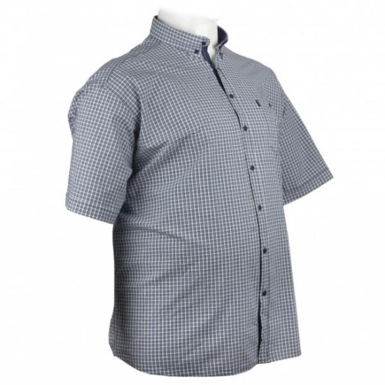 Πουκάμισο κοντομάνικο καρό βαμβακερό με τσέπη - Chambray Blue/Pale White