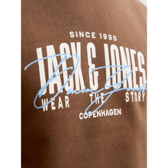 Jack & Jones Aero sweat crew neck +fit,φούτερ μπλούζα με μεταξοτυπία - Cocoa