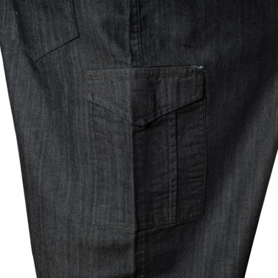 Παντελόνα Jean cargo σταθερή υπερμέγεθος - BLUEBLACK