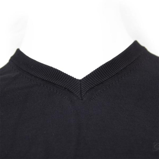 Μονοχρωμη  μπλουζα tricot με ve και κεντημα - Black