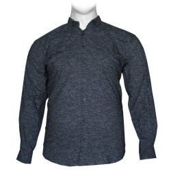 Πουκάμισο μακρυμάνικο ελαστικό με μικροσχέδιο και cargo τσέπες - Dark Blue/Grey