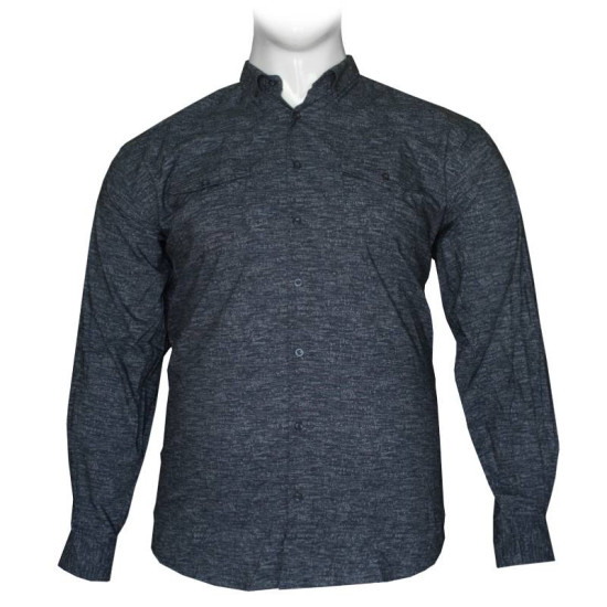 Πουκάμισο μακρυμάνικο ελαστικό με μικροσχέδιο και cargo τσέπες - Dark Blue/Grey