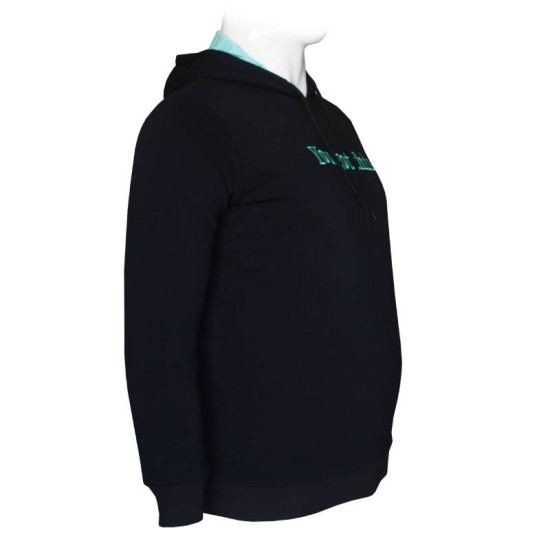 Hoodie φούτερ μονόχρωμο με κέντημα στο στήθος - Dark Blue