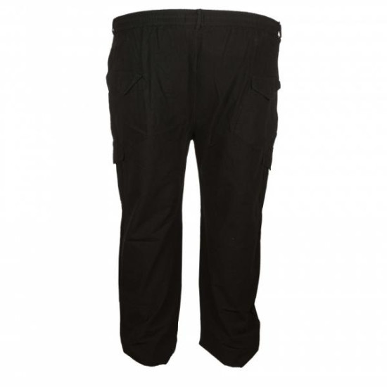 Καλοκαιρινή βαμβακερή παντελόνα ψηλού καβάλου τυπου cargo με λάστιχο by L.T.G - ΜΑΥΡΟ