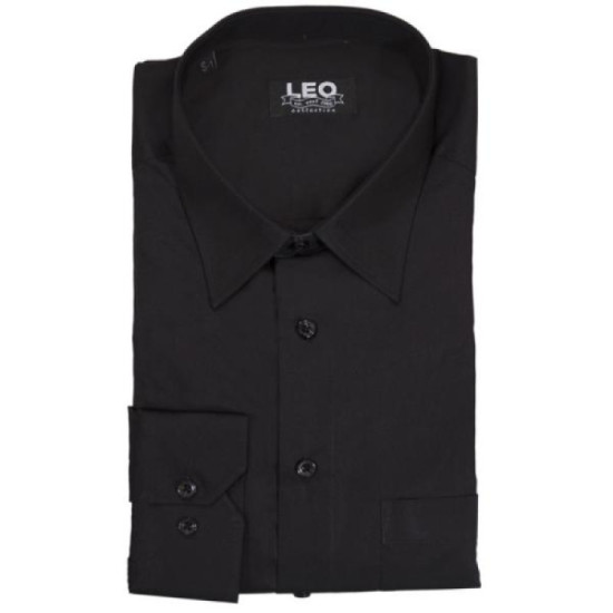 Πουκάμισο μονόχρωμο με μακρύ μανίκι - Black