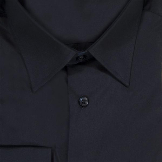 Πουκάμισο μονόχρωμο με rex γιακά και μακρύ μανίκι - Black