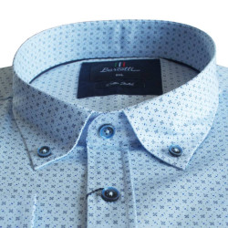 Πουκάμισο μακρυμάνικο ελαστικό με μικροσχέδιο - Cornflower Blue Πουκάμισο μακρυμάνικο ελαστικό με μικροσχέδιο - Cornflower Blue