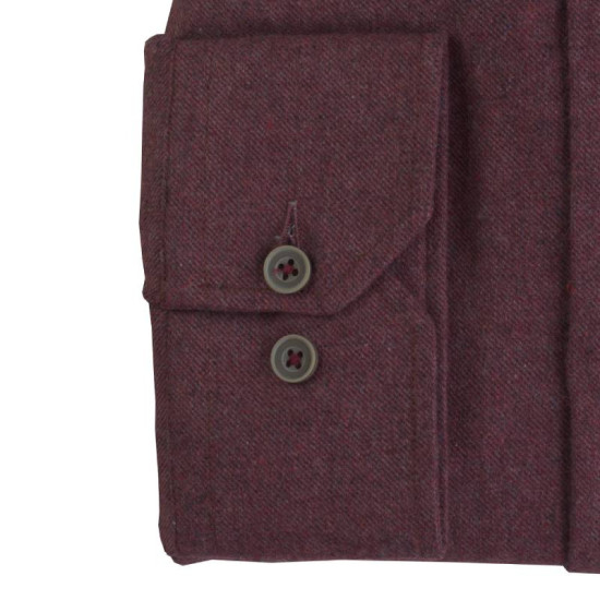 Πουκάμισο μονόχρωμο από βαμβακερή φανέλα,της Leo Collection - Cognac