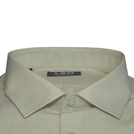 Πουκάμισο Fil-a-Fil μονόχρωμο γαλλικής ραφής & ελληνικής κατασκευής της Leo Collection - Light Yellow