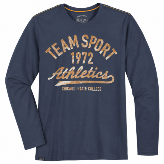 King size μακό pennie μακρυμάνικη μπλούζα Team Sport ,της Redfield - Dark Denim King size μακό pennie μακρυμάνικη μπλούζα Team Sport ,της Redfield - Dark Denim