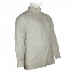 Πουκάμισο μονόχρωμο υφαντό με μακρύ μανίκι - White