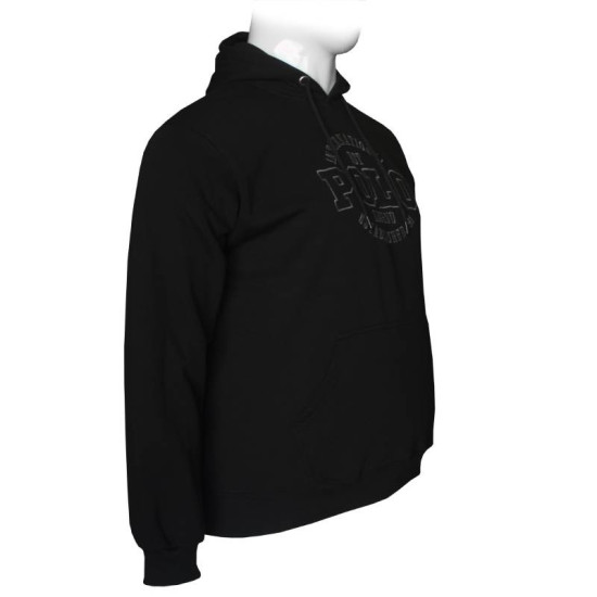 Hoodie φούτερ τρίκλωνη με κέντημα της Leo Collection - Black