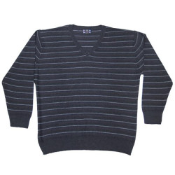 Πλεκτη μπλουζα με βε και ψιλη ριγα - Ανθρακί/Γκρι/Μωβ