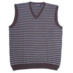 Καζάκα ριγέ μάλλινη με βε - ΓΚΡΙ/ΚΑΦΕ