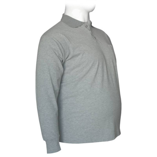 Polo πικέ μονόχρωμη με τσέπη - Grey Melange