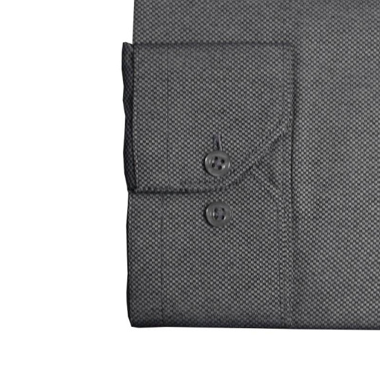 Πουκάμισο Oxford μακρυμάνικο με γιακά τύπου Rex, της Leo Collection - Faded Grey