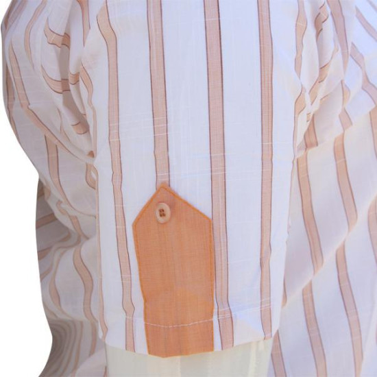 Πουκάμισο λινό με κοντό μανίκι - ΛΕΥΚΟ/ΠΟΡΤΟΚΑΛΙ