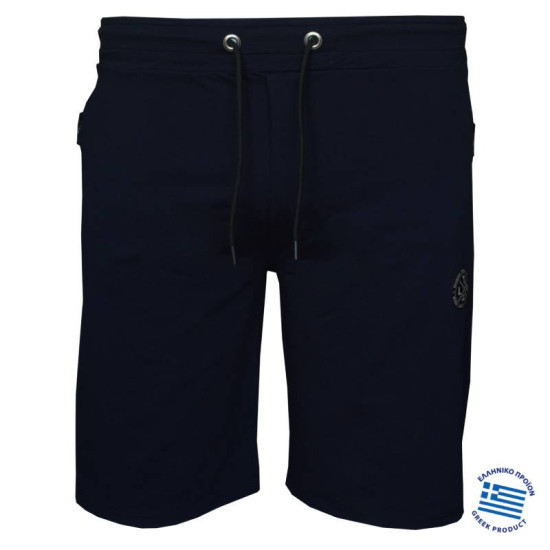 Βερμούδα jersey pennie με patch και φερμουάρ στις τσέπες,της Leo Collection - NAVY BLUE