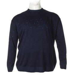 Βαμβακερό jacquard πλεκτό πουλόβερ της Leo Collection - Midnight Sax Blue