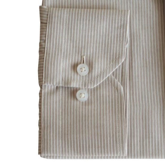 Easy iron μακρυμάνικο ριγέ πουκάμισο - Beige