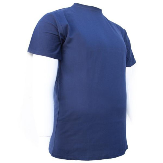 T-shirt βαμβακερό μονόχρωμο με διακριτικό κέντημα - Dark Blue