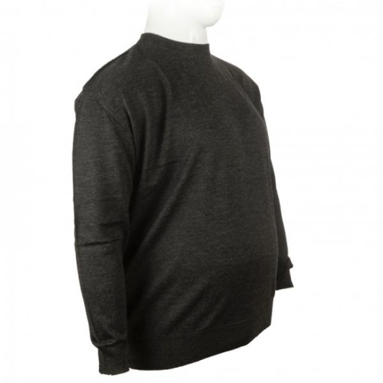 Πλεκτη μπλουζα μονοχρωμη με λαιμοκοψη - Anthracite