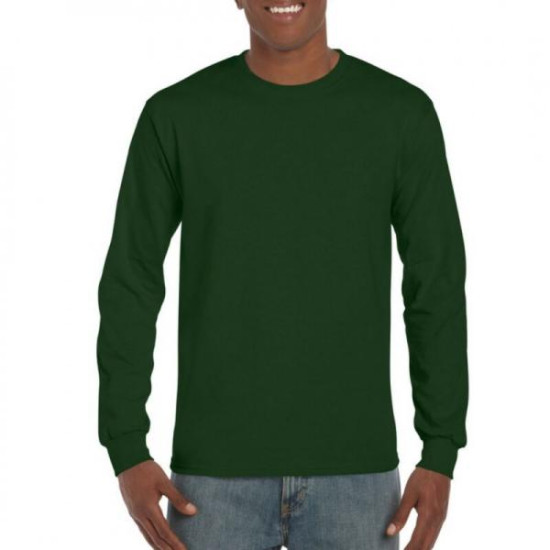 Μακρυμάνικο μακό μπλουζάκι Ultra Cotton,με ελαστικό ριπ στο μανίκι - Forest Green