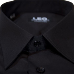 Πουκάμισο μονόχρωμο με μακρύ μανίκι - ΜΑΥΡΟ