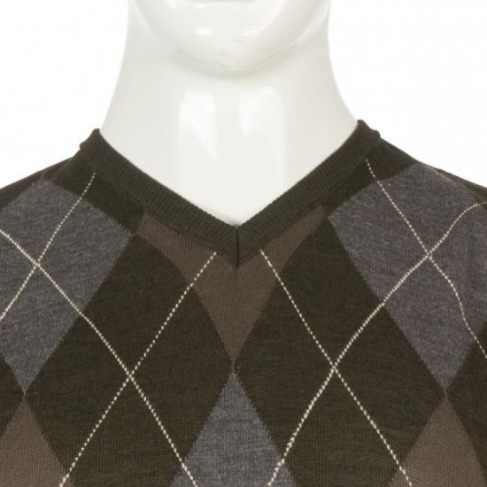 Πλεκτη μπλουζα βε με σχεδιο ρομβους - Χακι/Λαδι/Γκρι