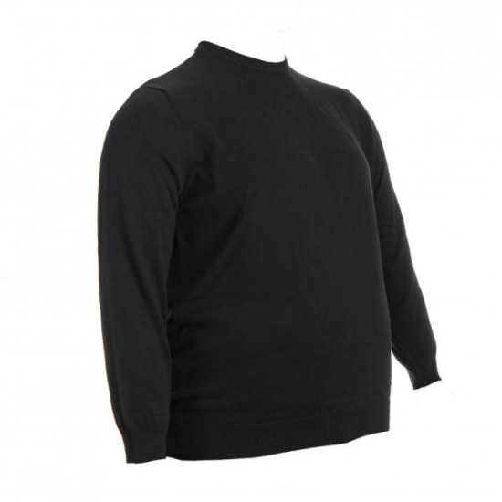 Μονοχρωμη  μπλουζα tricot με λαιμοκοψη και κεντημα - NAVY BLUE