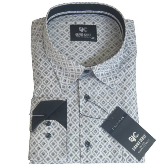 Πουκάμισο μακρυμάνικο ελαστικό με μικροσχέδιο - White