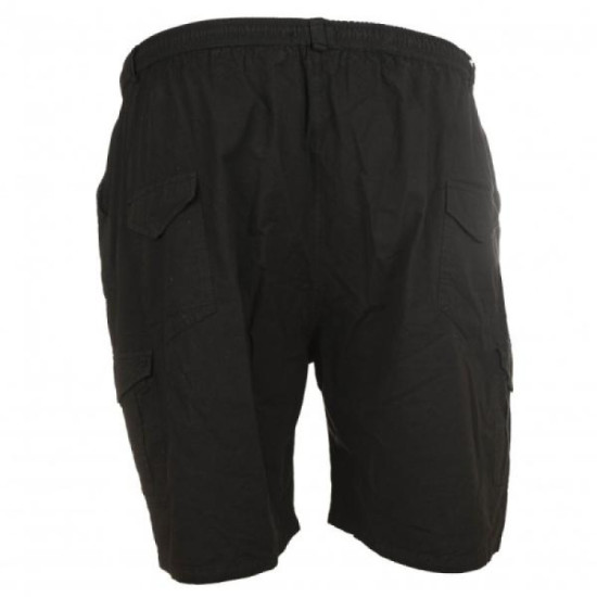 Βαμβακερή βερμούδα τύπου cargo με λάστιχο στη μέση - Black