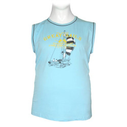 Αμάνικο από 100% βαμβακερό μακό pennie  με μεταξοτυπία by Leo collection - Cornflower Blue