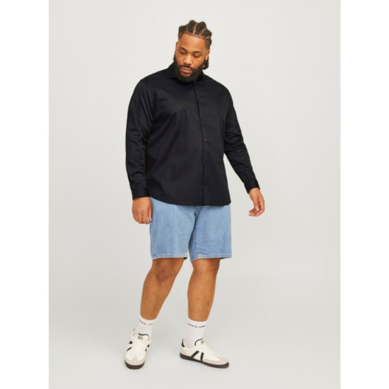 Μονόχρωμο ελαστικό μακρυμάνικο πουκάμισο