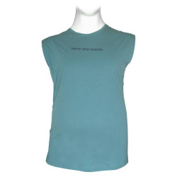 Αμάνικο από 100% βαμβακερό μακό pennie  με μεταξοτυπία by Leo collection - cyan