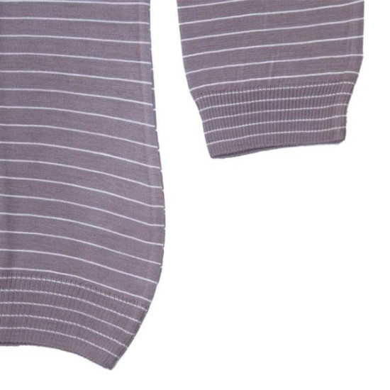 Πλεκτή μπλούζα ριγέ με βε - ΚΑΦΕ/ΜΠΕΖ