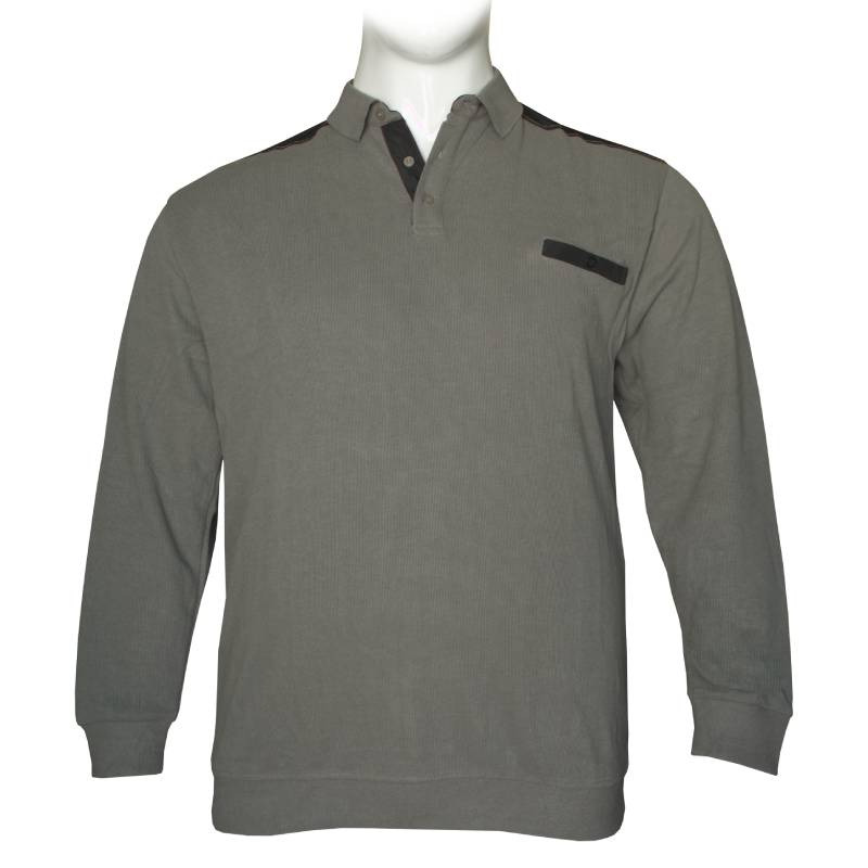 Βαμβακερό polo wool feel με τσέπη στο στήθος - Faded Battleship Grey