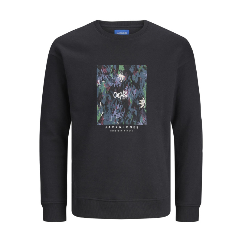 Jack & Jones Silver Lake ,φούτερ μπλούζα με μεταξοτυπία - Black