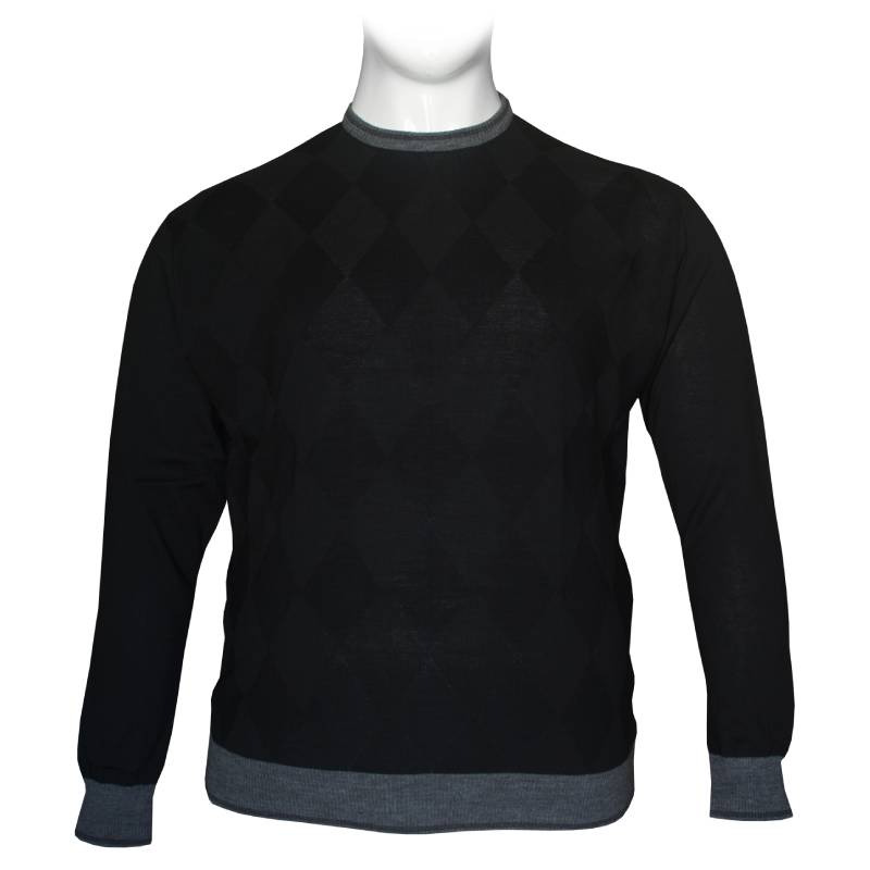 Πλεκτη μπλουζα με λαιμοκοψη και ζακαρ πλεξη - Black